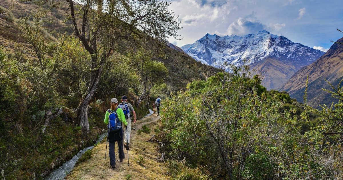 Hikers on the Salkantay Trek in Peru.