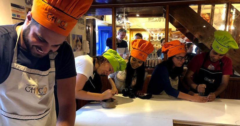 <div class="entry-thumb-caption">Peru for Less staff enjoying a chocolate-making workshop at ChocoMuseo. Photo by By Jackie Becker.</div>