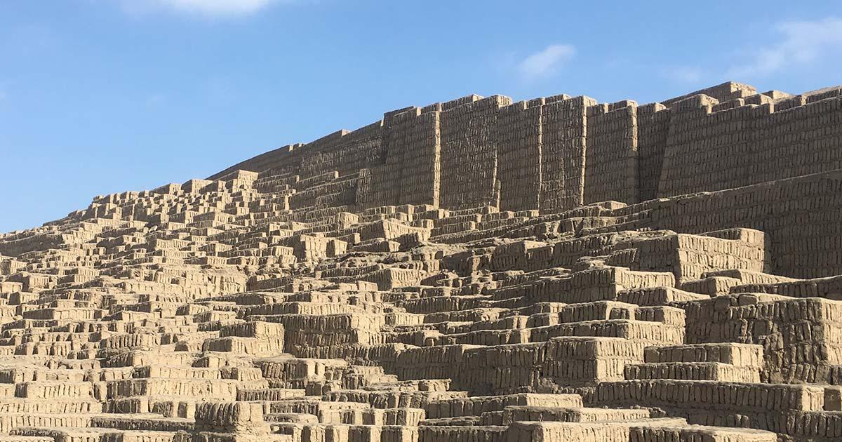 Sunlit exterior of the Huaca Pucllana Ruins. Photo by Peru For Less.