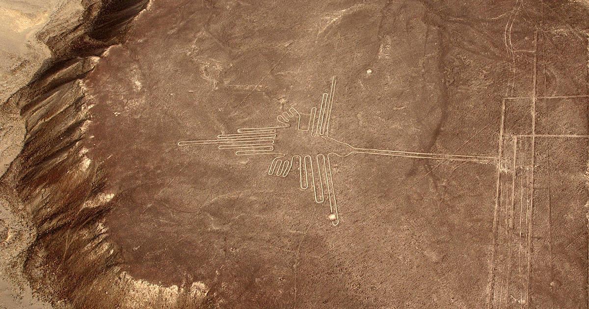 The Hummingbird geoglyph at the Nazca Lines. Image by Monika Neumann from Pixabay.