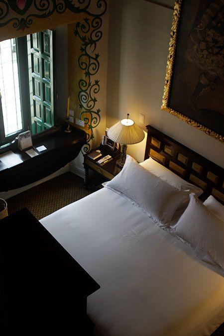 Hotel bedroom view from above