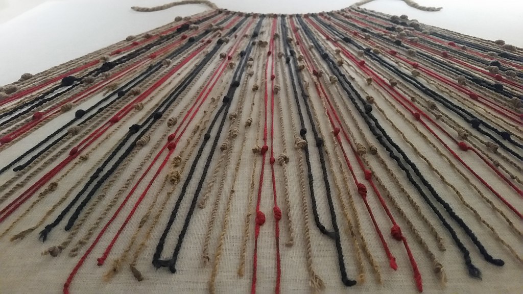 Quipu in Museo Machu Picchu. It is knotted fibers used for keeping record.