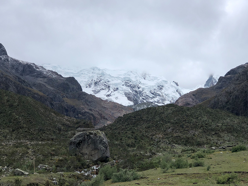 A snow-capped Andean Mountain as seen from the Shallap Valley.