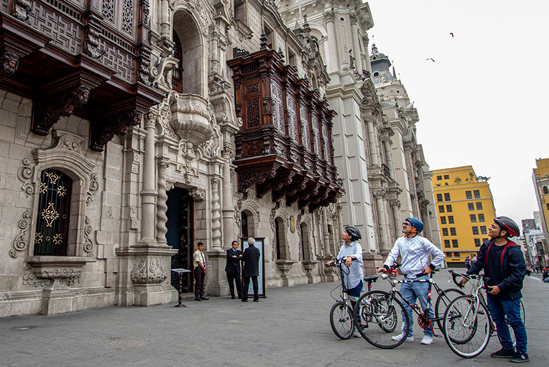 Bicycling in Lima's historic center