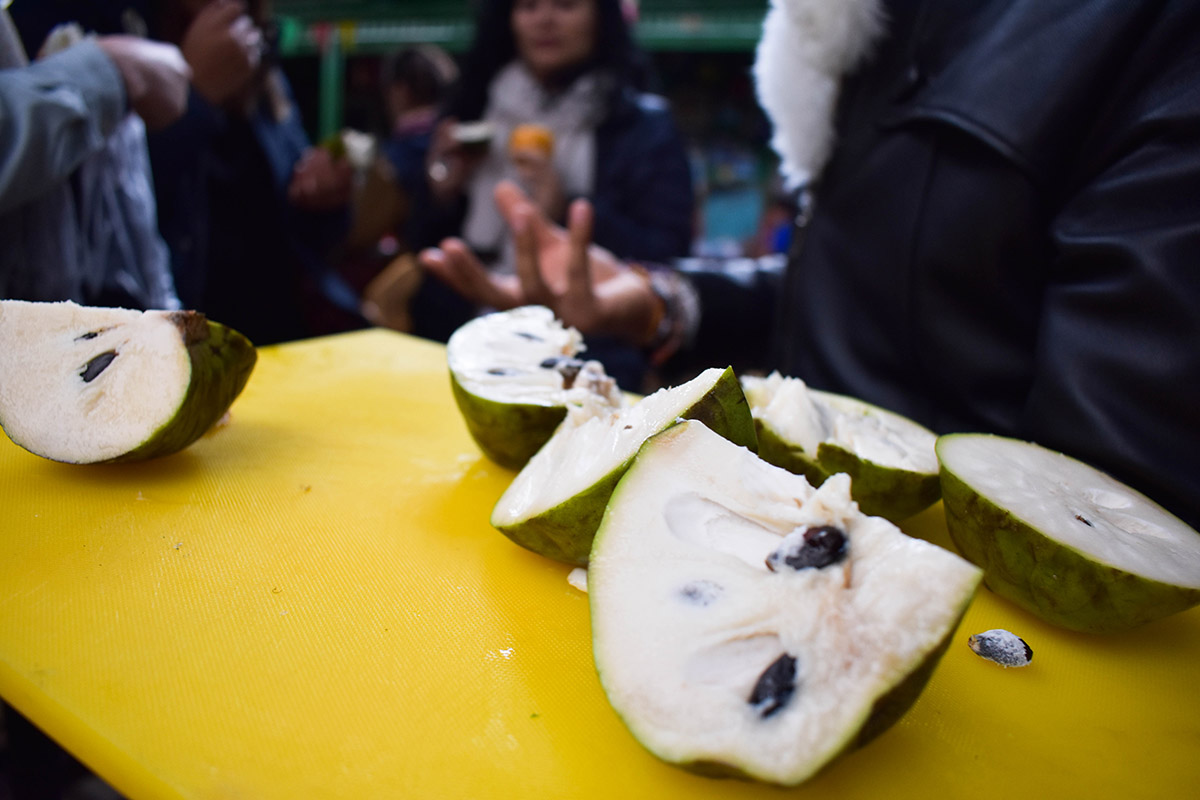 Slices of chirimoya, also known as custard apple.