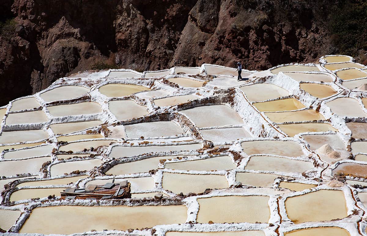 The Maras salt ponds are pools of multi-hued salt water on the mountainsides of Peru.