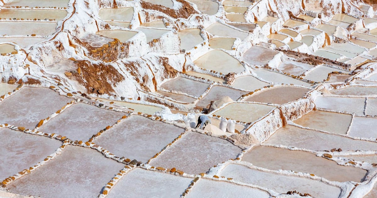 Aerial view of the Maras Salt Mines