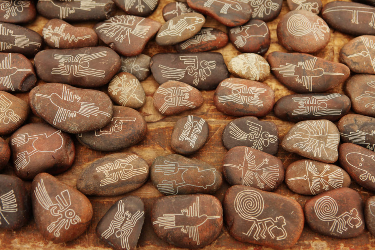 Locally made souvenir of the Nazca Lines etched into a stone.