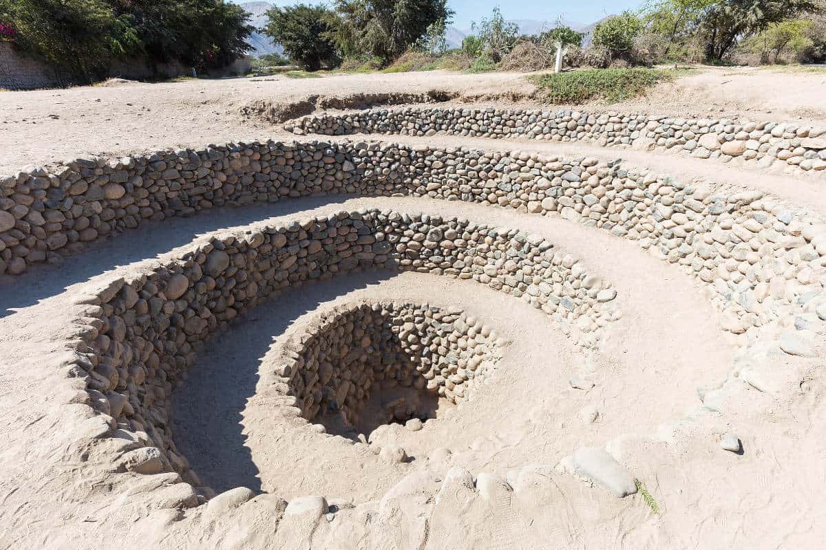 The spiral puquios aqueducts, an archaeological site built by the Nazca and Paracas people.