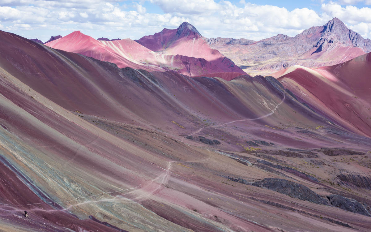 Rainbow Mountain in Peru has a unique mineralogical composition that gives it many colors.