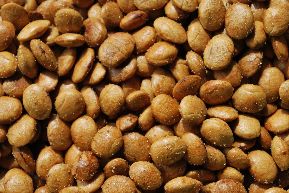 A pile of sacha inchi seeds, or Inca peanut, high in omega 3s and grown in the Eastern Andes