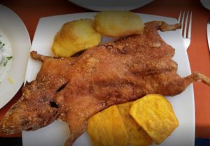 Plate of fried cuy (guinea pig), a popular Arequipa meal